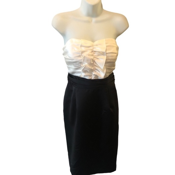 VTG 90’s Alfred Angelo Black Tie Ivory Strapless Cocktail Dress Sz. 12 Romantic - Picture 1 of 10